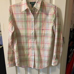 Lauren Ralph Lauren Plaid Button Down Shirt - (1990’s) Pink, Green, White